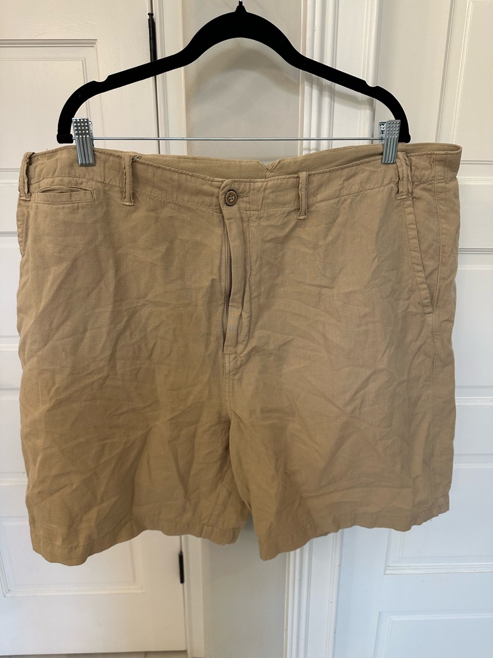 Polo Ralph Lauren Men's 42 Linen Blend Naval Tailors Shorts Khaki Beach Summer